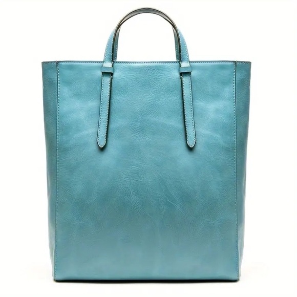 Blue - Vegan Leather Convertible Backpack - Picture 1 of 7